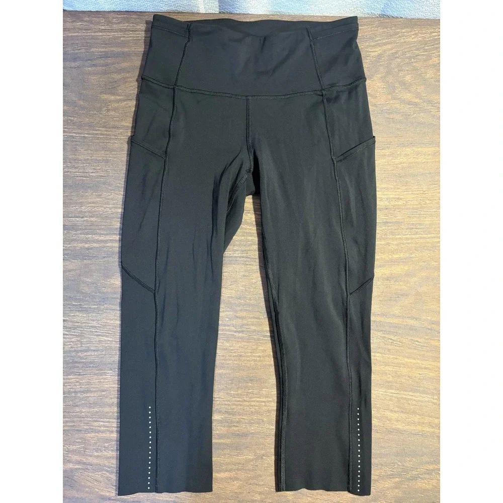 Lululemon Fast And Free Crop II Nulux 19 Inch Size 6 Leggings Black